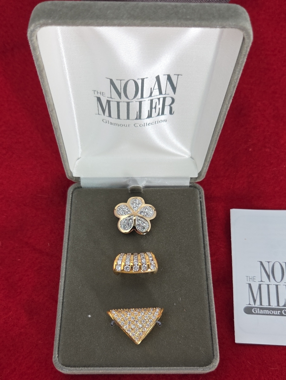 Nolan Miller Gold Crystal Slider Pendant Enhancement Set (3pc) - Gold Tone (New)